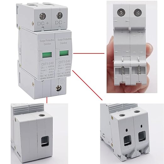 smseace Lightning Protector Voltage Surge Arrester Device, 2P Lightning Protection Circuit Breaker, 2.0KV (2P 40KA), Low-Voltage Lightning Arrester Photovoltaic Charge Controller