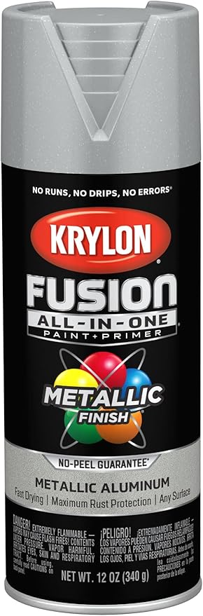Krylon Fusion All-In-One Adhesive Spray Paint for Indoor/Outdoor Use, 12 oz, Aluminum