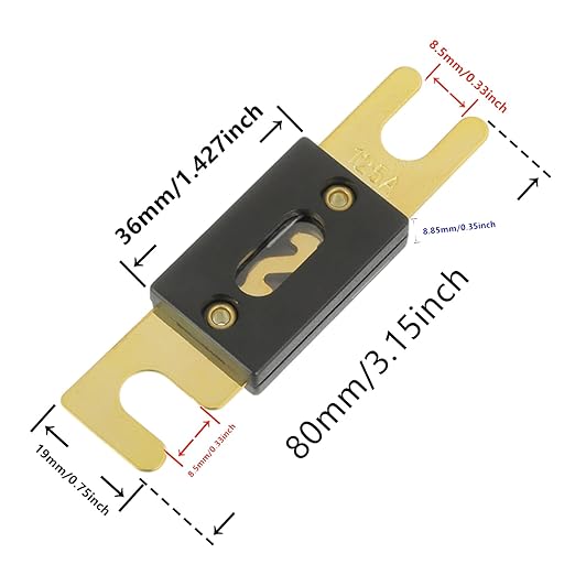 BOJACK 0/2/4 Gauge ANL Fuse Holder and 125 Amp ANL Fuses for 0 2 4 8 Gauge AWG Block, Automotive Fuse Holder 125A (Pack of 2)