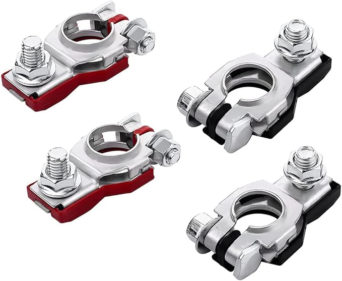 zipelo Battery Terminal Connector, Top Post Battery Cable Terminal Clamp Set, Positive and Negative 1 Pair, Good Contact and Corrosion Resistance (Style I, 4PCS)