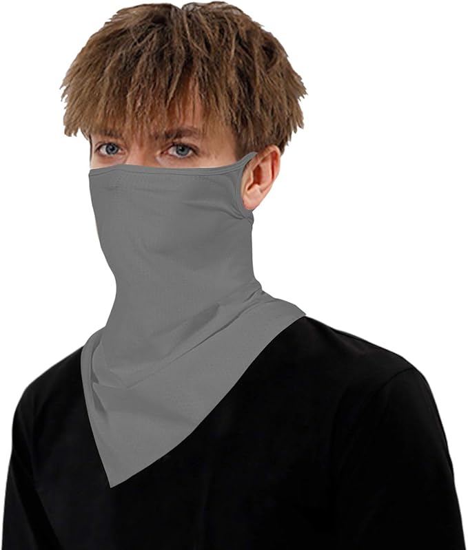 YAYOUREL Neck Gaiter Face Mask Bandanas for Men Women UV Face Scarf Cover Ear Loop Hole Facemask for Fishing Running Cycling
