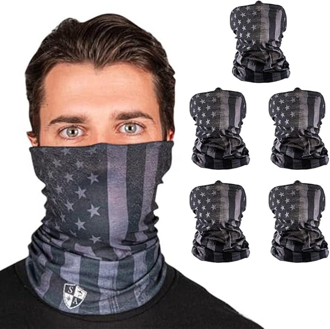 S A Company 5-Pack UV Face Shield | UV 30+ Multipurpose Neck Gaiter Balaclava for Adults | Multiple Color Packs