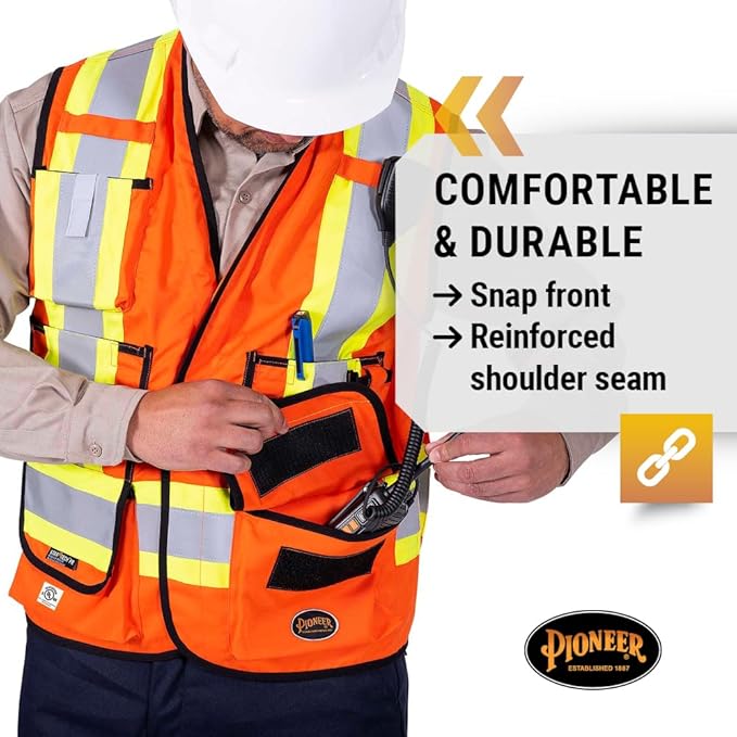 Pioneer Hi Vis FR Surveyor's Safety Vest - Flame Resistant ARC Rated - Reflective - for Men and Women