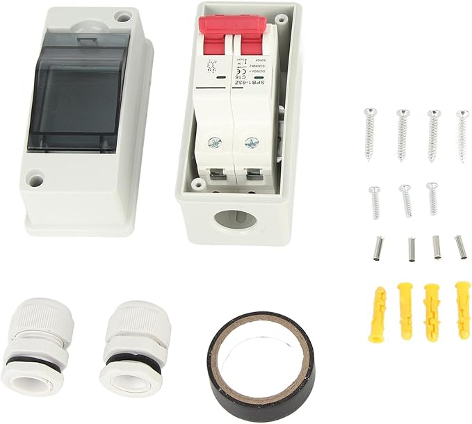 Miniature Circuit Breaker 16A DC500V for Solar Panels Outdoor Disconnect Switch IP65 Rated DIN Rail Enclosure RV Breaker Box