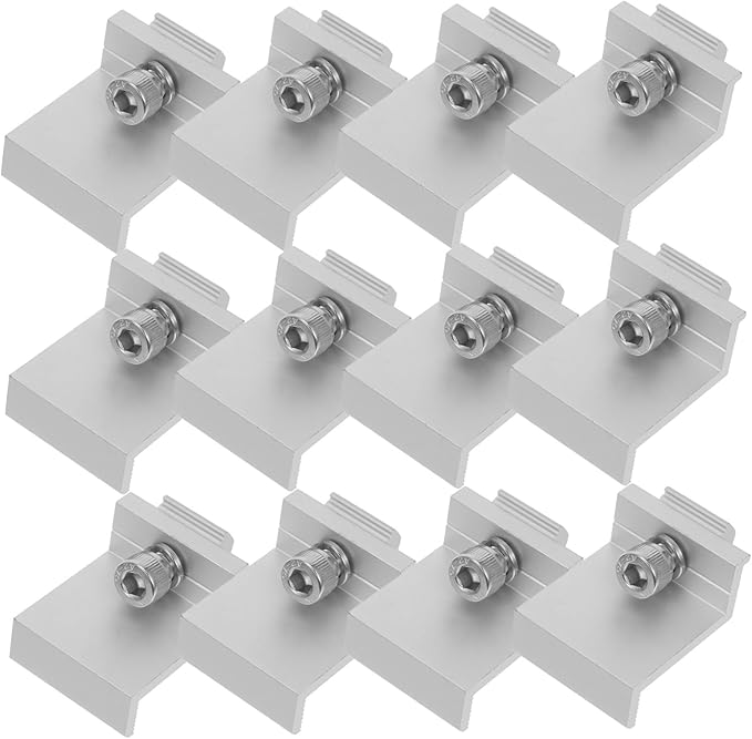 12pcs Solar Panel Mounting Brackets Earth Clamp Earthing Clip for Solar Panels Aluminum Alloy Bracket Clip for Household Outdoor