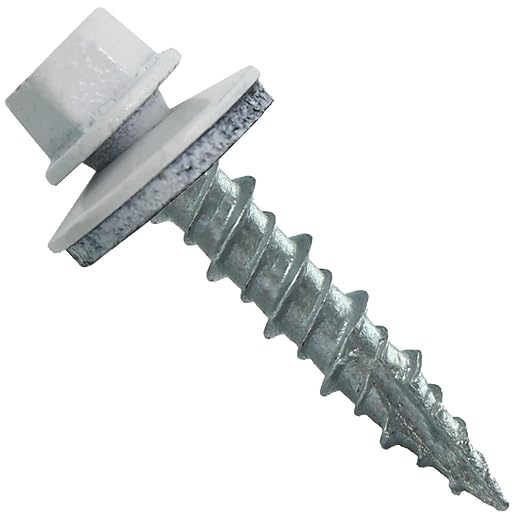 Metal Roofing Screws: (250) 10 x 1 Brite White Hex Head Sheet Metal Roof Screw. Self Starting Metal to Wood siding Screws. EPDM Washer. Colored Head