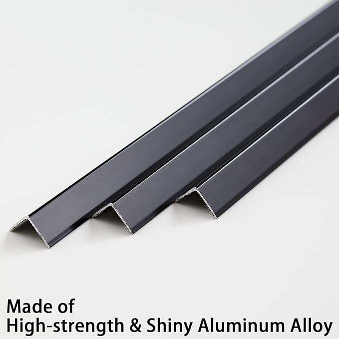 Aluminum Peel and Stick L Molding Corner Guards with 90° Angle for Wall Door Frame Cabinet Baseboard Protection and Decoration, 35.4in x 0.8in (3Pcs)