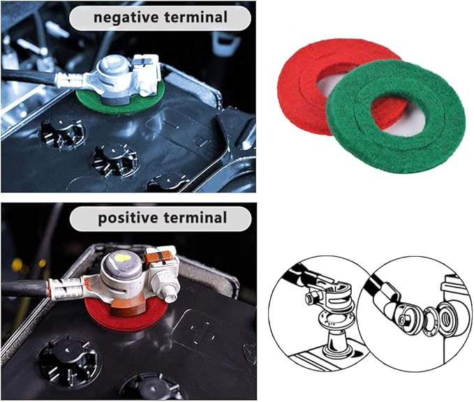 12 in 1 Battery Terminal Cleaner Kit - Must Have Tool Best for Extend Car Marine Battery Life with 10PCS Fiber Washers Protector and 2PCS Cleaning Brush
