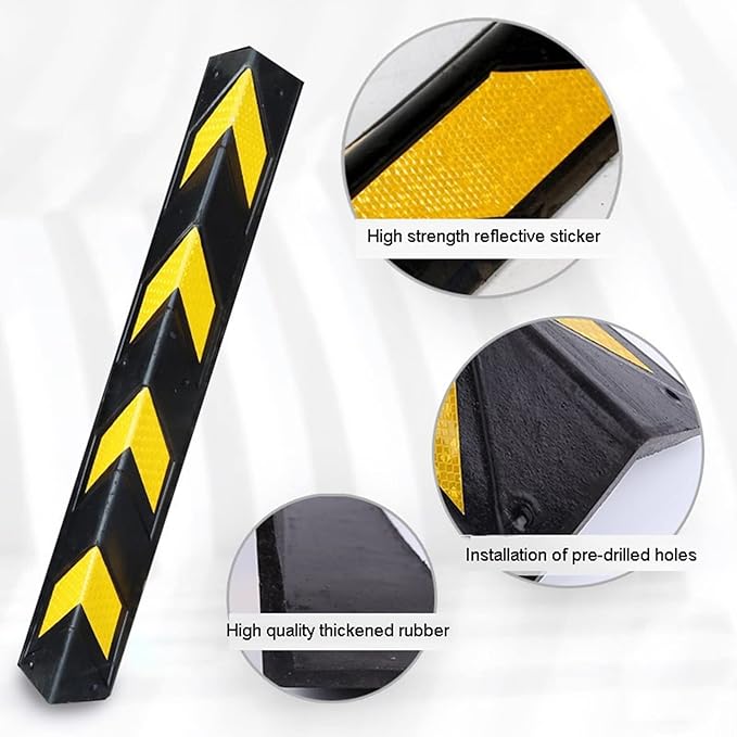 XPLKQXE Reflective Rubber Wall Corner Guard, Rubber Wall Protector Corner Protector, for Parking Protection Car Corner Guardrail Post (Color : Black+Yellow, Size : 12pcs)