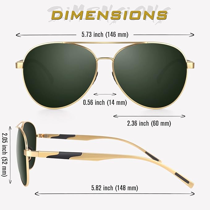 GQUEEN Classic Military Style Pilot Polarized Sunglasses Spring Hinges Al-Mg for mens womens MOS1