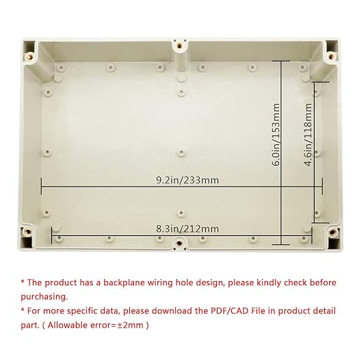 LeMotech Waterproof Dustproof IP65 ABS Plastic Junction Box Universal Electric Project Enclosure Pale Gray 9.4 x 6.3 x 3.5 inch (240 x 160 x 90 mm)