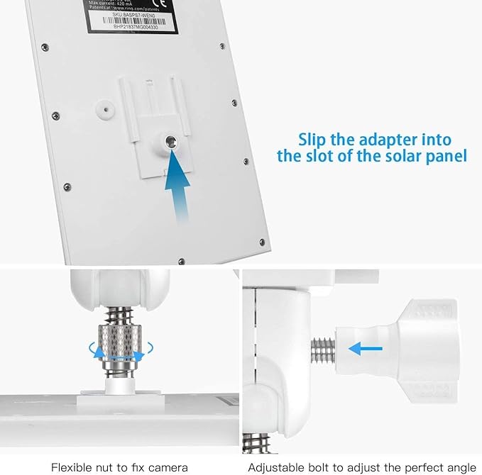 Universal Solar Panel Mount for Eufy/Ring/Reolink/Arlo Solar Panel and More, Fits Up to 17 inch Pole, Tree, Cylindri Rail, Drainage Pipe (White)