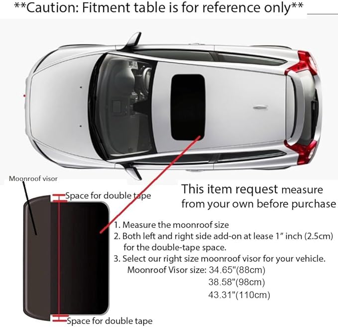Original 38inch Universal Fit Rain Snow Guard Sun Roof Wind Deflector,1pc Tape-On Dark Smoke Tint Auto Moonroof Window Visor RN98