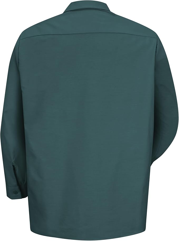 Red Kap Men's Long Sleeve Industrial Work Shirt | Moisture Wicking Button Up, Wrinkle Resistance Fights Fading & Stains
