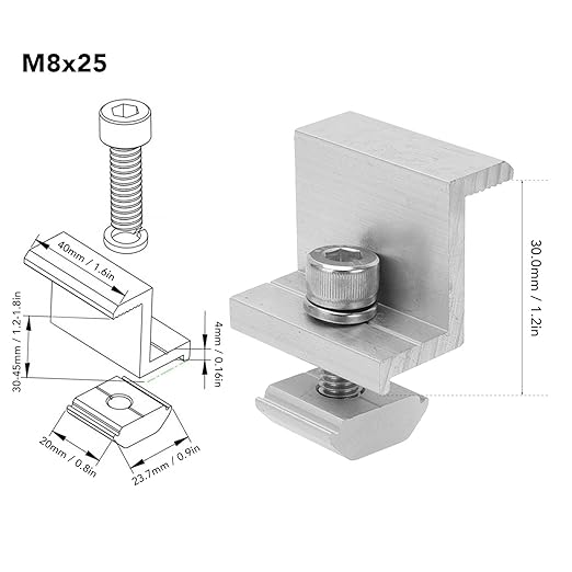 Solar Panel Clamps Z Brackets 10PCS Aluminum Mounting System Grounding Clip Lug (30mm)