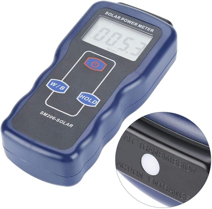 Solar Power Meter, Akozon Sun Light Radiation Testing Measuring Instrument for Solar Energy Research Meteorology Physical Optical Experiments