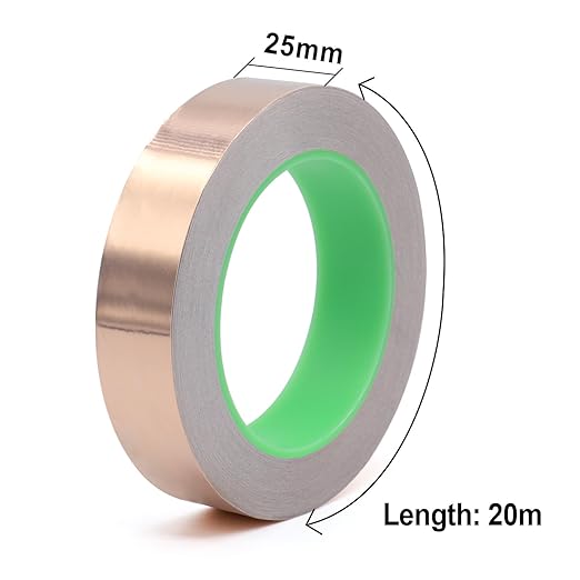 BOMEI PACK Copper Tape 2 Pack 1.97mil x 1inch x 66ft with Conductive Adhesive for Guitars and Shielding, Slugs,Stained Glass, Electrical Repairs, Grounding
