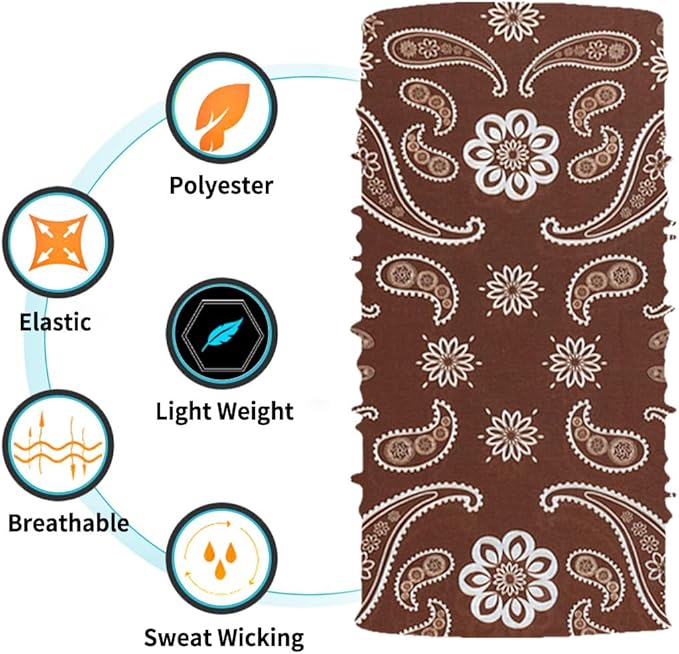 Neck Gaiter Face Cover Bandana Mask Scarf, Breathable Sun& Dust-proof for Cycling Running Fishing Hiking