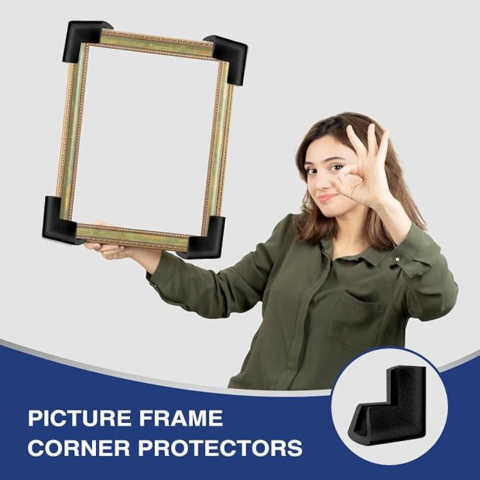 24Pcs Foam Protection Corner for Mirror TV Picture Frame,Packing Foam Corner Protectors for Shipping Moving,Edge Protection for Packing Fragile Artwork(Black)