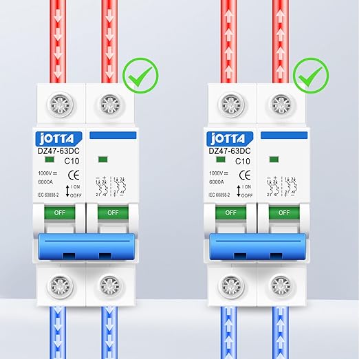JOTTA DC Miniature Circuit Breaker,2 Poles 1000V for Solar PV System,Din Rail Installation (2 PCS 10A)
