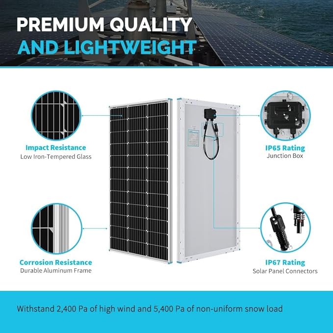 Renogy 200W 12V RV Solar Panel Kit N-Type - Adventurer 30A LCD PWM Charge Controller + Mounting Brackets for RVs, Boats, Trailers, Campers, Marine & Off - Grid Systems