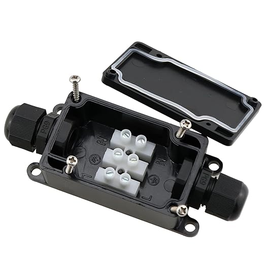 IP65 Waterproof Junction Box DGZZI 2PCS Waterproof Outdoor External 2 Way Electrical Junction Box Underground Cable Line Wires Power Cord Connector Protection