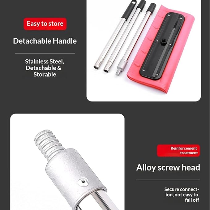 Adjustable Telescoping Snow Roof Rake(47-157in), Roof Snow Rake Removal Tool Set, Roof Rakes for Snow, EVA Push Plate Stainless Steel Telescopic Pole, for Roof Car Outdoor Snow Cleaning (2.8m/110in)