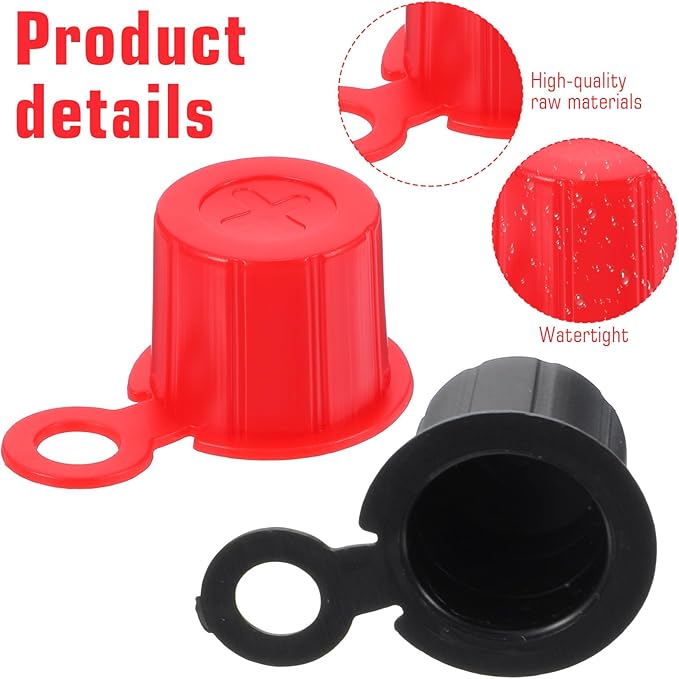 4 PCS Battery Terminal Covers, Top Post Plastic Battery Post Cap, Batterys Terminal Insulating Protector, Red & Black Rubber Insulating Caps with Washers