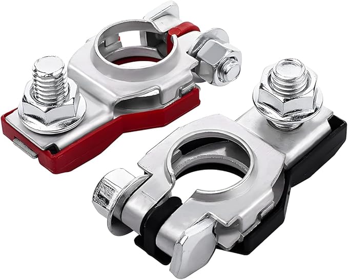 zipelo Battery Terminal Connector, Top Post Battery Cable Terminal Clamp Set, Positive and Negative 1 Pair, Good Contact and Corrosion Resistance (Style I, 2PCS)