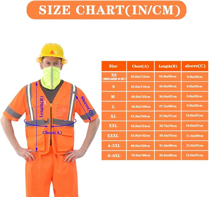 A-SAFETY Big and tall High vis Reflective Mesh safety Vest ANSI Class 3,with Pockets and Zipper