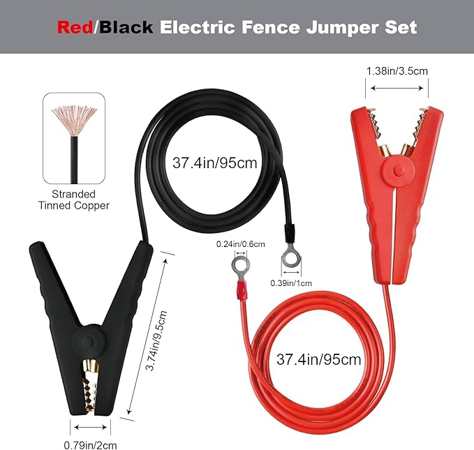 Fence Jumper Cables with Crocodile Clips, Fencing System Wire Connect and Fencing System Solar Electric Fence