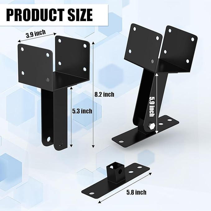 3Pcs Roof Riser Brackets Kit,Pergola Roof Riser Beam Bracket,Heavy Duty Pergola Brackets, ,Adjustable Saddle Roof Riser Post for Gazebo -Includes Screws