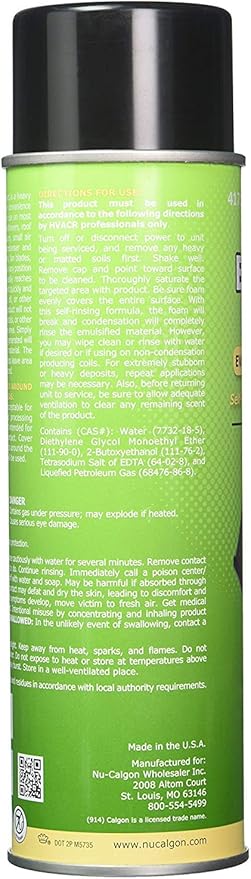 Nu-Calgon 4171-75 Evap Foam No Rinse Evaporator Coil Cleaner, 18 oz. (3-Pack)