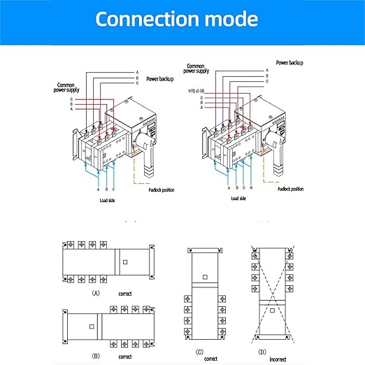 Automatic Transfer Switch Generator Transfer Switch Kit 2in 1out AC400V (125A) for Power Generators