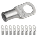 SELTERM 10pcs 4 AWG-3/8" Stud (Wide Pad) Tinned Copper Wire Lugs, Heavy Duty Battery Cable Ends,4 Guage Ring Terminals, UL Battery Lugs Marine Grade Copper Eyelets Battery Terminal Connectors