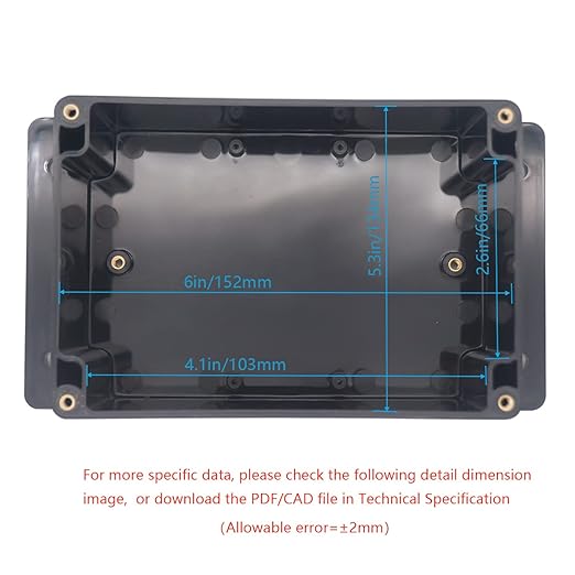 Junction Box, Zulkit Project Box Waterproof Dustproof IP65 ABS Universal Electrical Boxes Enclosure with Fixed Ear Black 6.30 x 4.33 x 3.54 inch (160 x 110 x 90 mm)(Pack of 1)