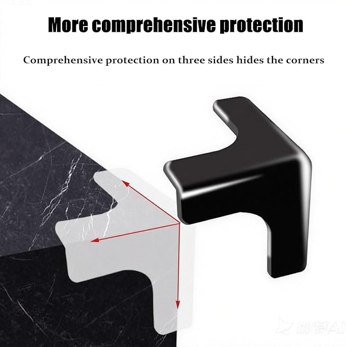 Silicone Corner Protector 10 Pack, Transparent Triangle Baby Proofing Guards, No Adhesive Soft Bumpers for Furniture, Tables, Windowsills & Counters (black)