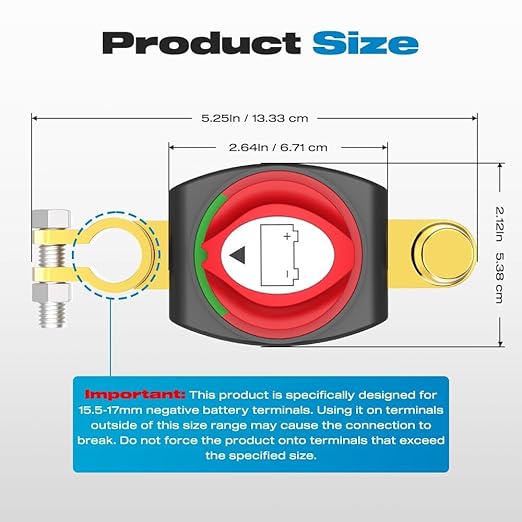 Top Post Battery Disconnect Switch, Malictele On/Off 275A Negative Battery Quick Disconnect 12-48V Heavy Duty Kill Switch for Car, Vehicle, RV and Boat