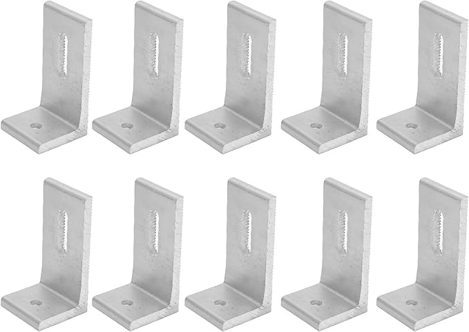 10Pcs L Foot Solar Mount, 8*4*4cm Heavy Duty Corner Brace Solar Panel Mounting L Bracket Photovoltaic Mounts, Aluminum Alloy Photovoltaic Panel Mounting Bracket for Roof PV System