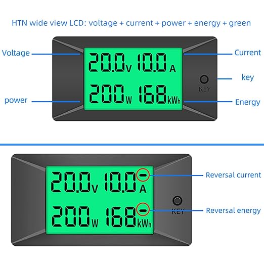 DC Battery Monitor Meter,0-100V,0-100A, Widely Applied to 12V/24V/48V RV/Car Battery, LCD Display, Digital Current Voltage Solar Power Meter (Upgrade Meter(Built-in 100A Shunt))