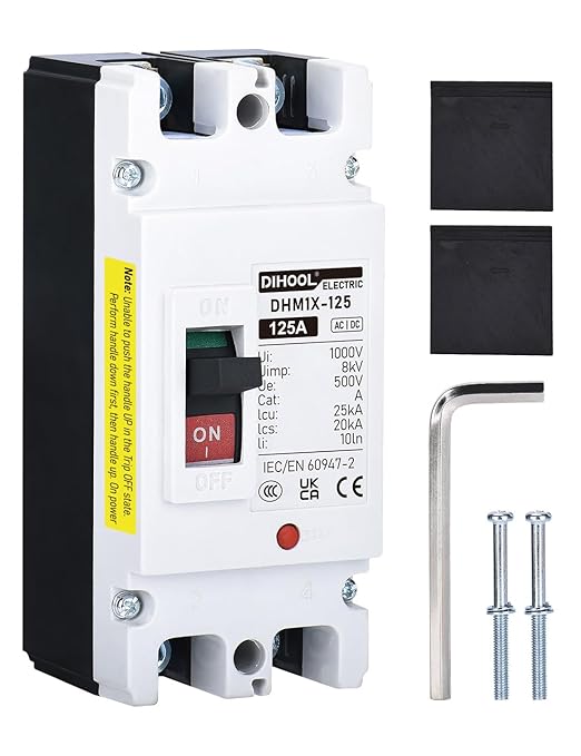 DIHOOL DC Main 125 Amp Circuit Breaker, 500V Battery Disconnect Switch, Master Switch for Boat Trolling Motor Marine ATV Trailer