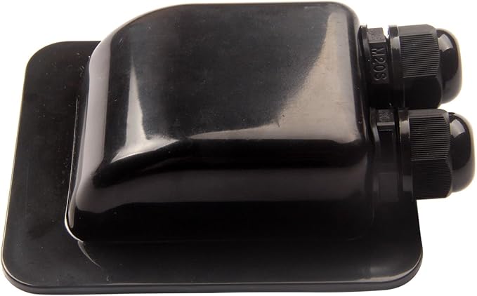 Weatherproof ABS Solar Double Cable Entry Gland,Curved Cable Connector for All Cable Types 2mm² to 6mm² for Rv, Campervan, Boat (Black)