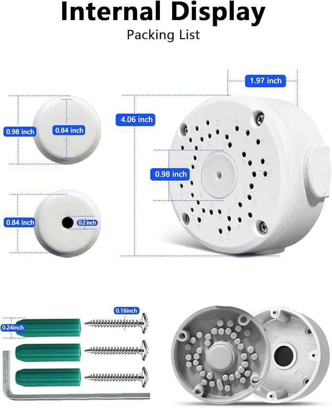 【Only Compatible with Bullet Cameras】 Universal Bullet Security Camera Mount Bracket Hide Cable, Metal Electric Enclosure, Waterproof Outdoor Camera Cover, Base Junction Box for CCTV Cams (1 Pack)