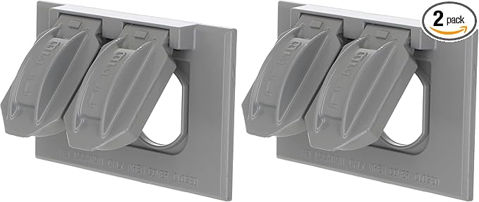 BELL Hubbell 5180-0 Horizontal Duplex Single Weatherproof Cover, 1-Gang, Gray (Pack of 2)