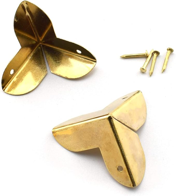 SDTC Tech 12-Pack Mini Jewelry Box Corner Protectors Metal Edge Guard Cover - Gold