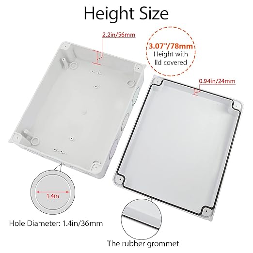 LeMotech Junction Box, Electrical Box IP65 Water Resistant Dustproof ABS Plastic Project Enclosure for Electronics White 10 x 7.9 x 3.1 inch