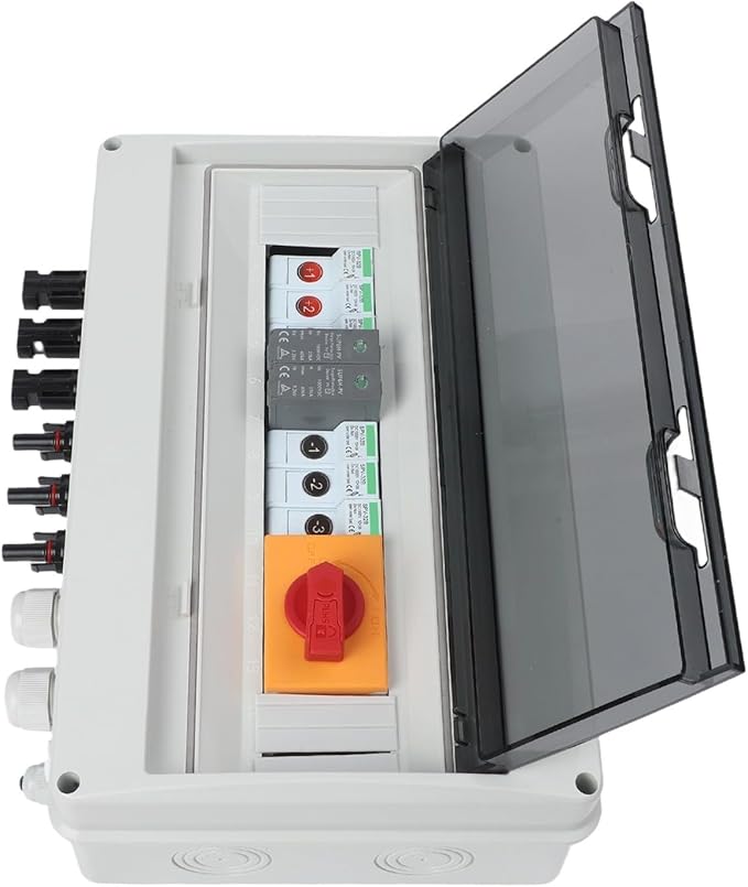 1000V 3In 1Out 3 String Solar PV Combiner box, Photovoltaic Array Solar Circuit Breaker with Surge Protector, Solar Disconnect Switch Outdoor Waterproof for On/Off Grid Solar Panels System