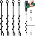 Ground Anchors Screw in, 18 Inch 4 Pack Spiral Swing Set Trampoline Earth Anchor Heavy Duty Metal Auger Stakes Kit for Shed Tent Tree Dog High Wind Carports Camping Mobile Home Greenhouse