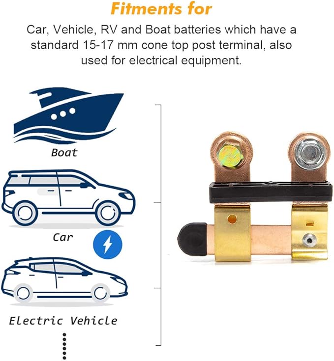 Side Post Battery Disconnect Switch 12-24V 250A for Auto Car RV ATV Boat Vehicles Truck Battery Doctor One Blade Switch Heavy Duty Disconnect Cutoff Shutoff