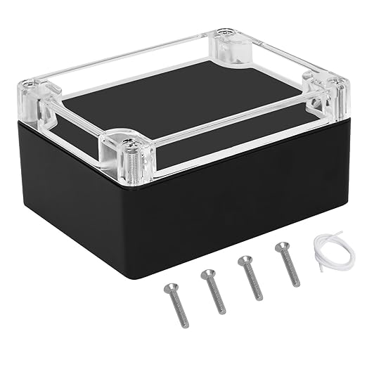 LeMotech Project Box ABS Plastic IP65 Waterproof Dustproof Electrical Junction Box with Clear Cover Outdoor Enclosure for Electronics, Black 4.5"x 3.5"x 2.1"(115x90x55mm)(Pack of 1)